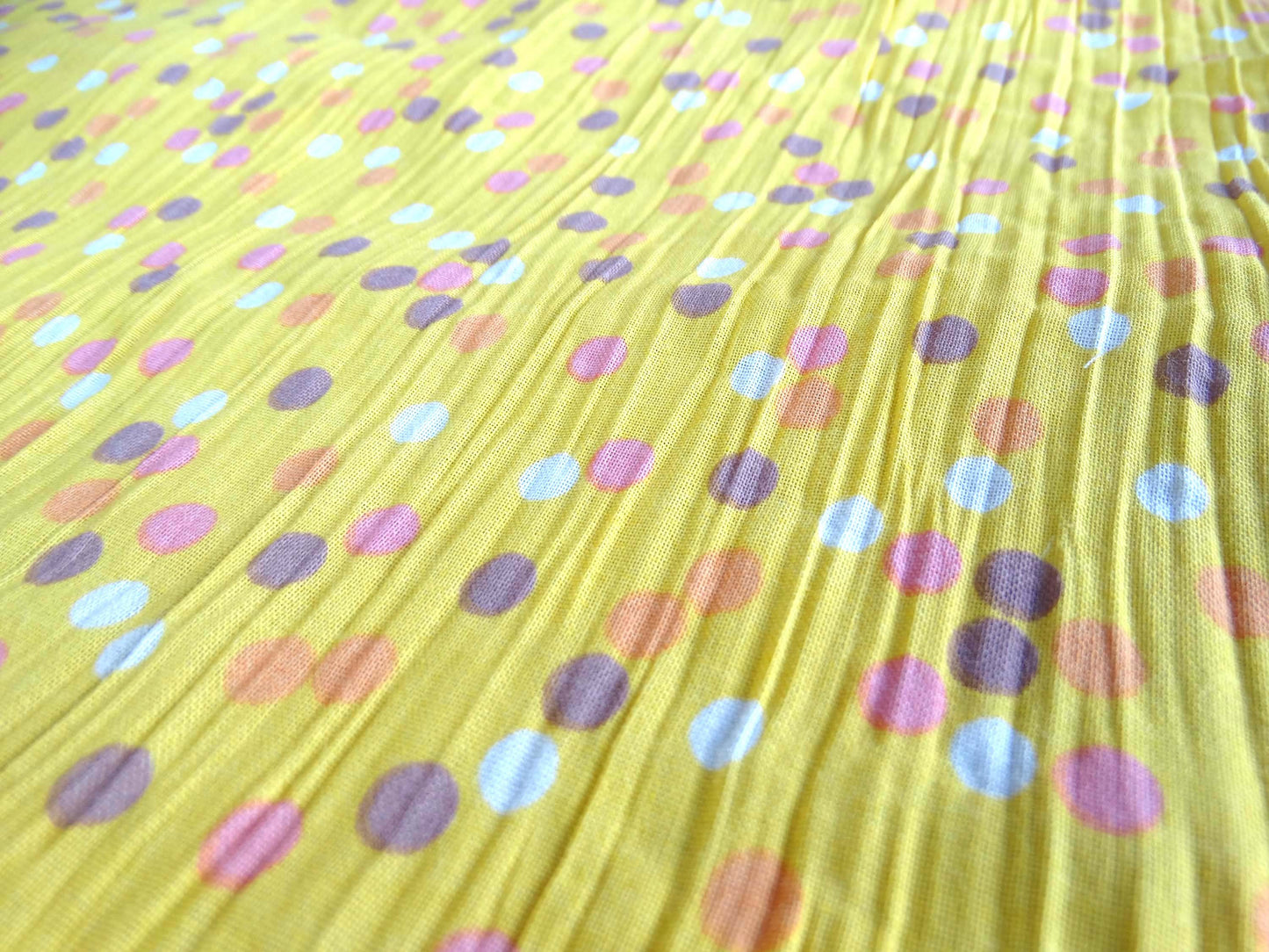 Tissu Couny - Jaune Pois Colorés - Plissé