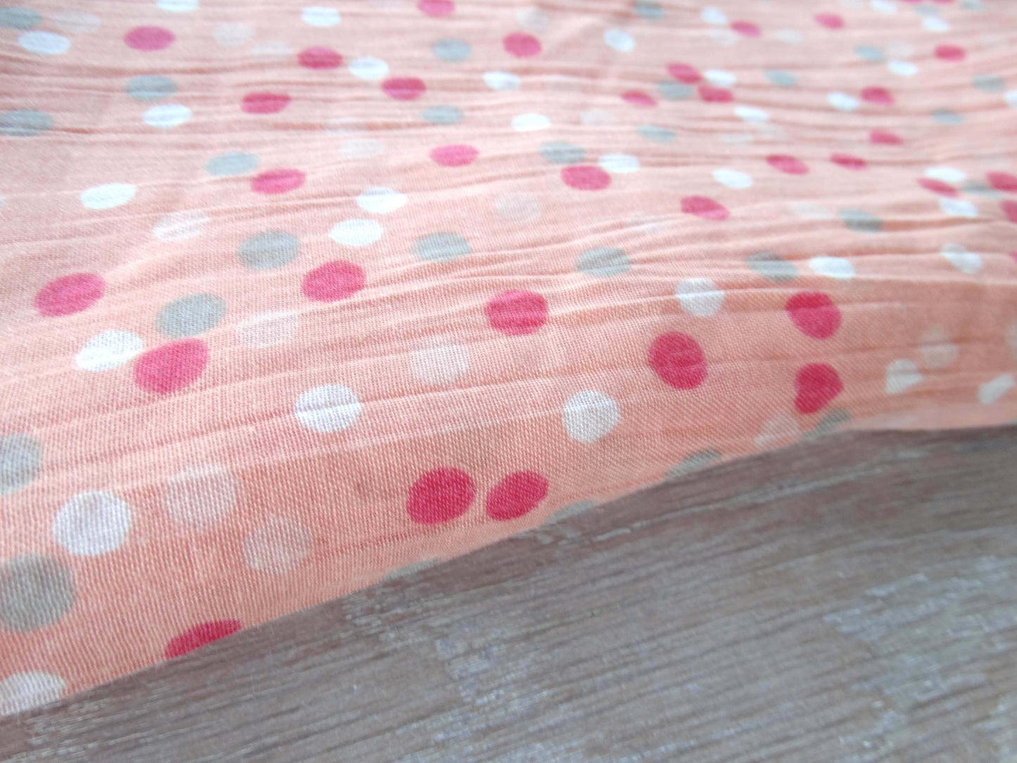 Tissu Couny - Corail Pois Colorés froissé
