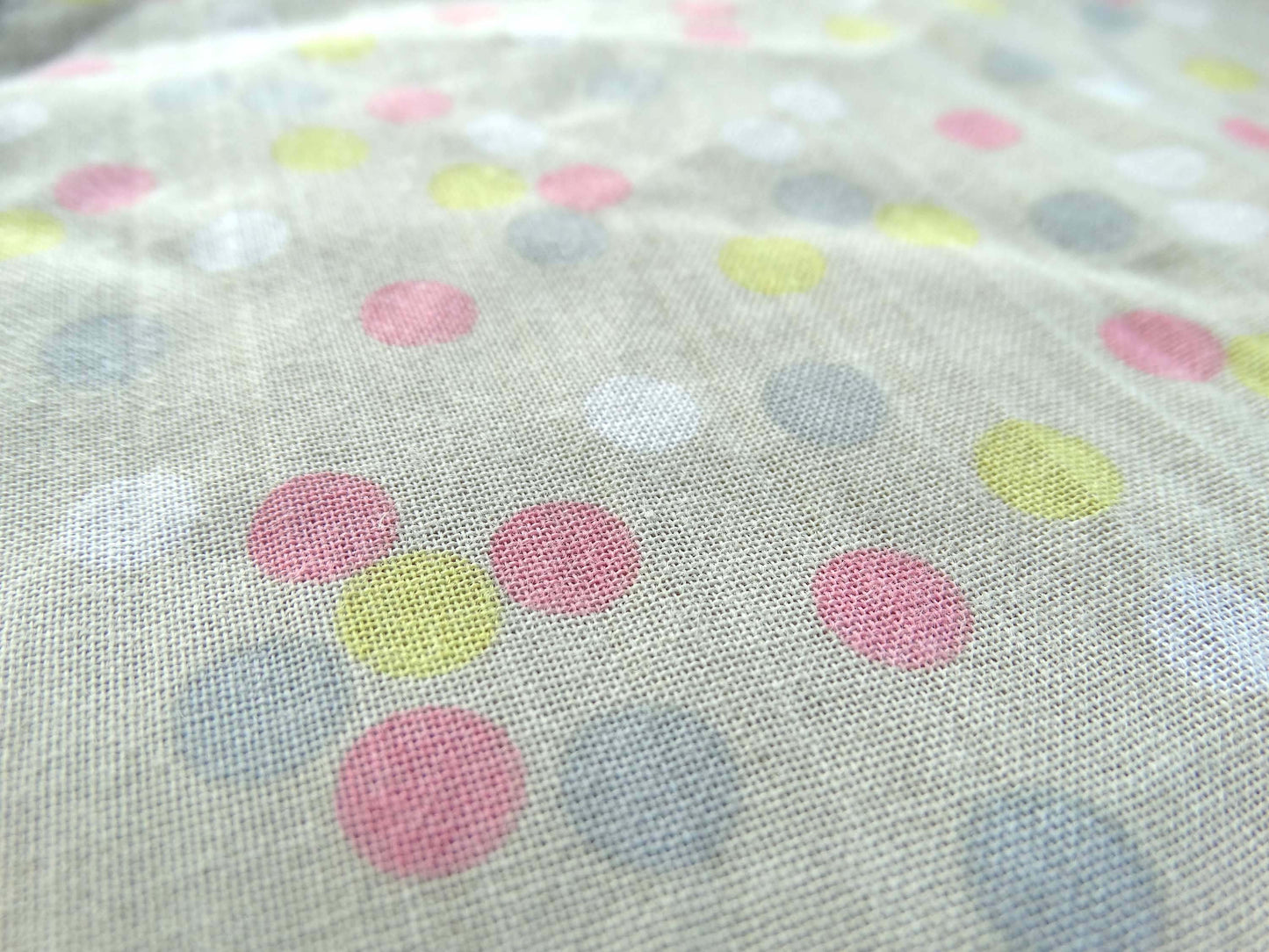 Tissu Couny Beige - Pois colorés