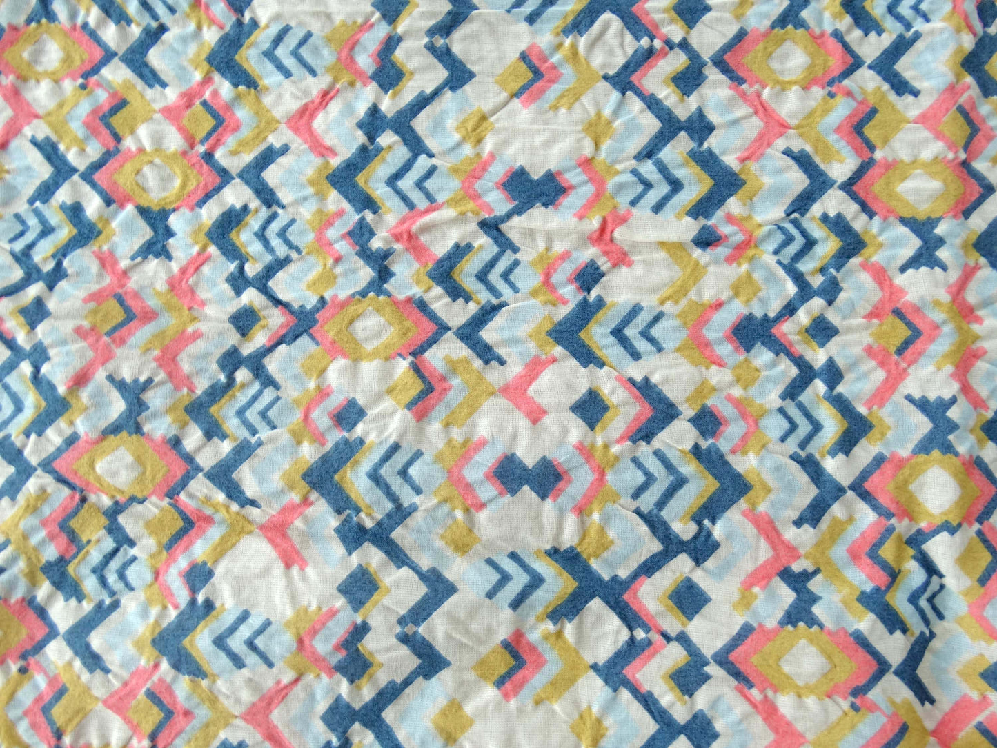 Love tissu fripon - Imprimé Géométrique Bleu Rose Or