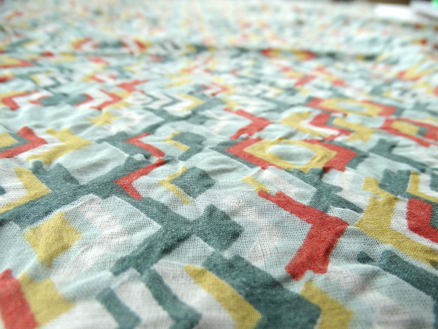 Love tissu fripon - Imprimé Géométrique Vert Rouge Or