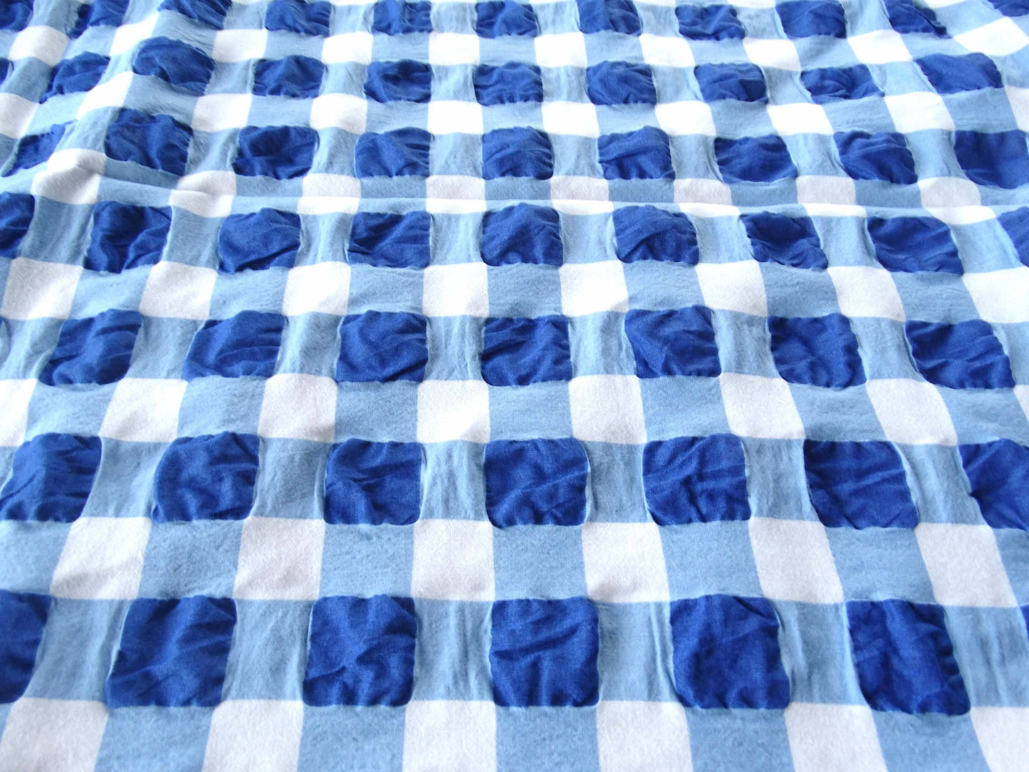Tissu Love fripon - Carreaux Bleu Blanc Bleu clair