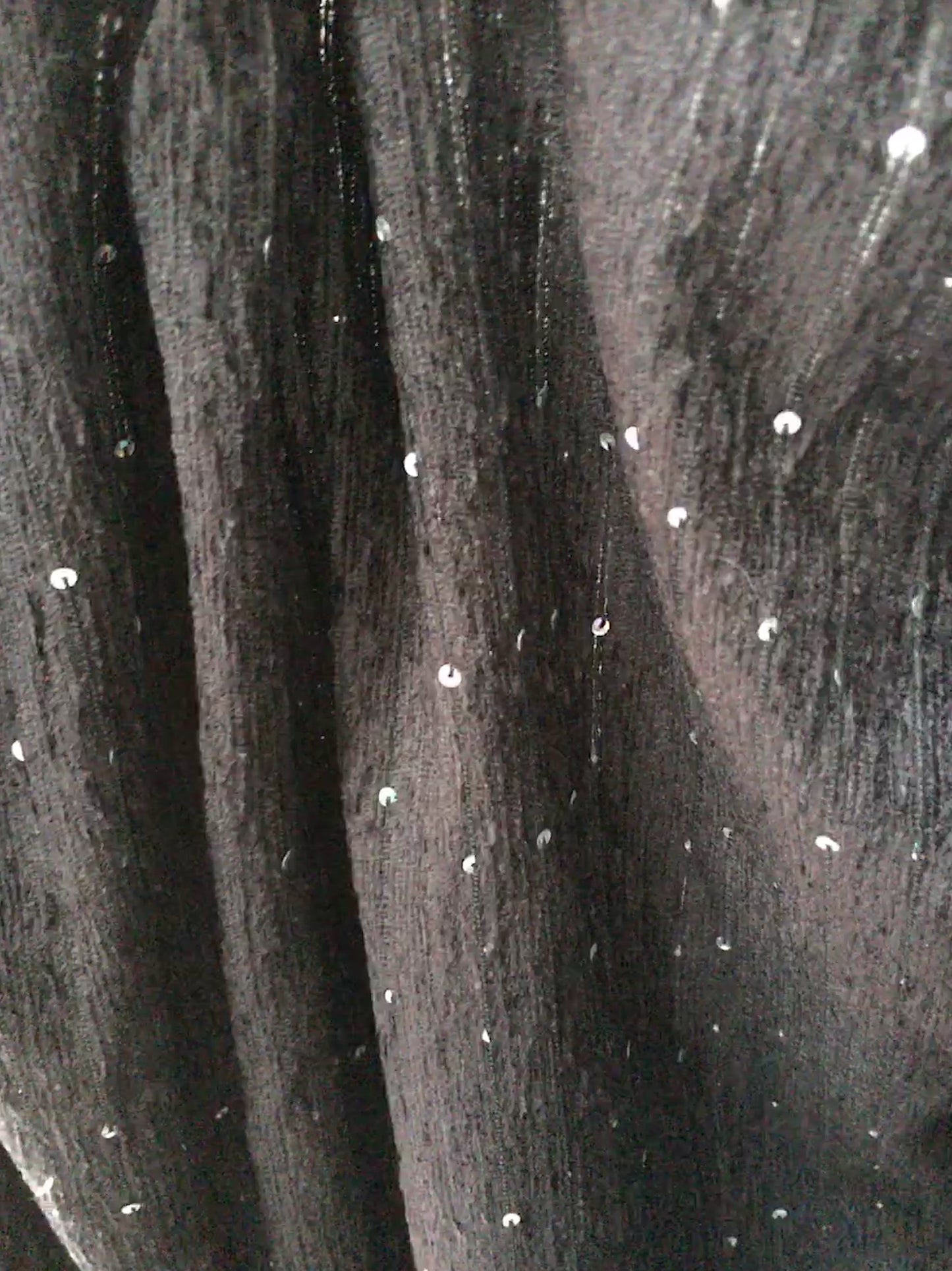 tissu jacquard noir fil chenille et sequins