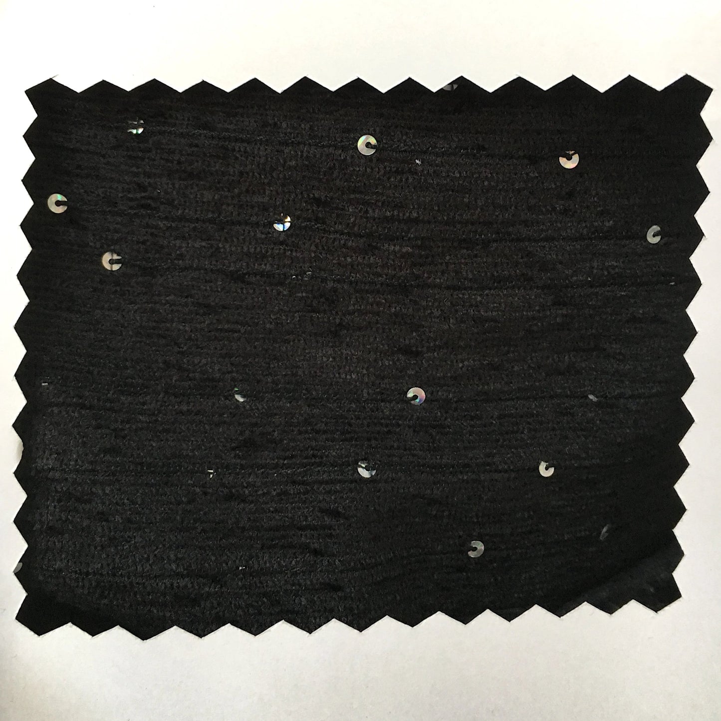 tissu jacquard noir fil chenille et sequins
