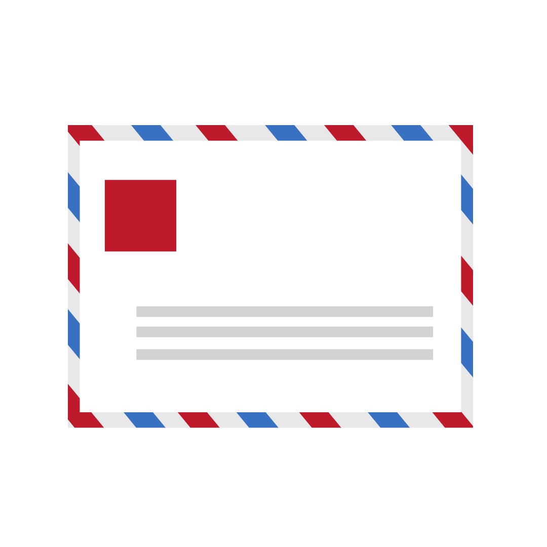 Enveloppe bleu blanc rouge pour envoi d'échantillons de tissu